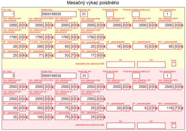 Mesačný výkaz poistného